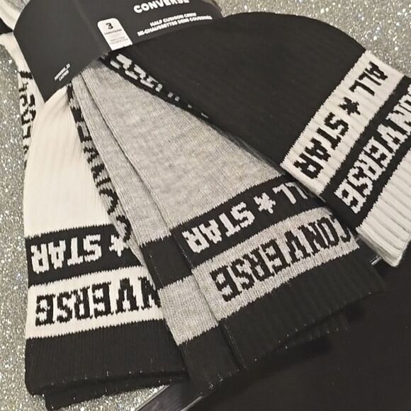 Converse All-Star 3PK Striped Band Crew Socks - Picture 3 of 6